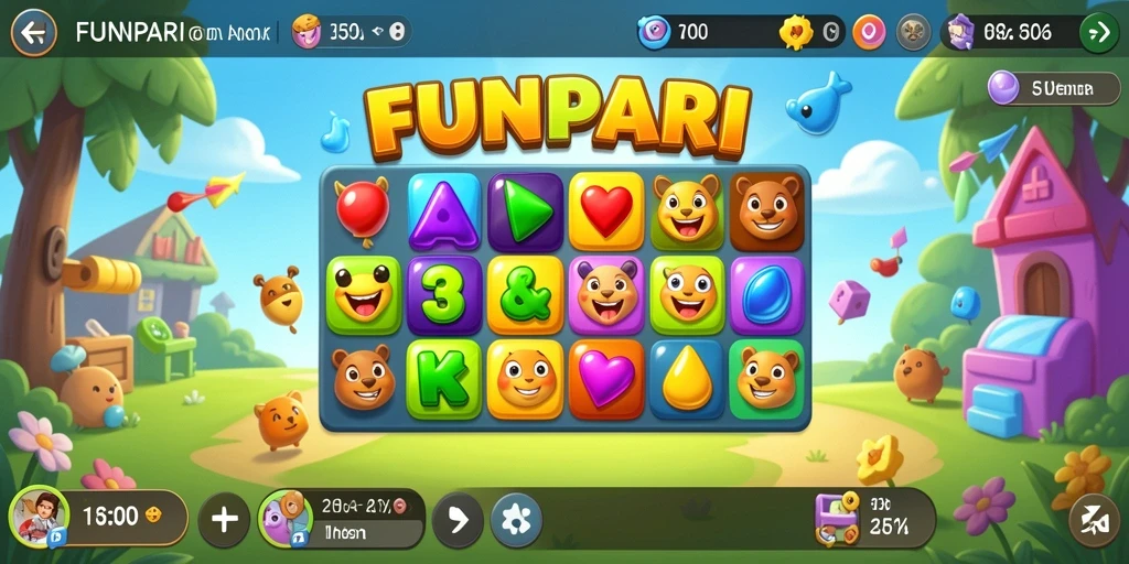 Tampilan gameplay Match-3 yang seru dan penuh warna.