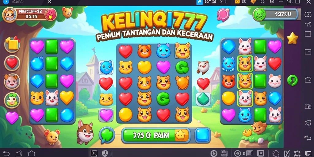 Tampilan gameplay KELINCI777 dengan elemen Match-3 yang menarik.