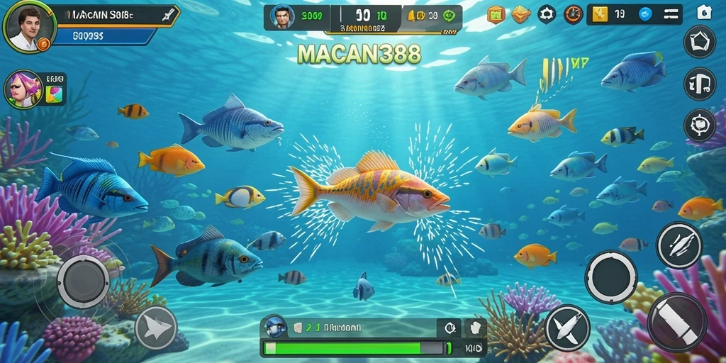 Tangkapan layar menunjukkan gameplay menembak ikan yang seru di MACAN388.