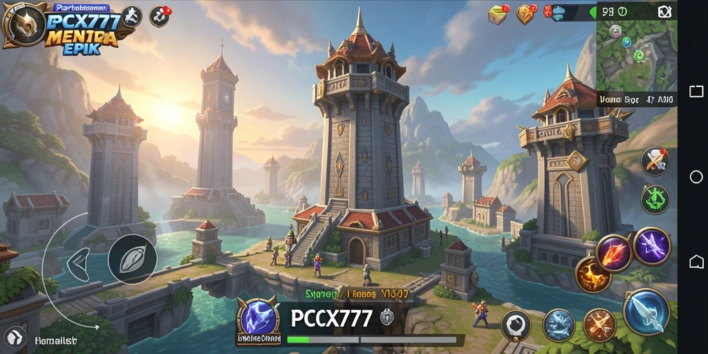 Tangkapan layar utama PCX777 menunjukkan aksi seru dalam Tower Defense.