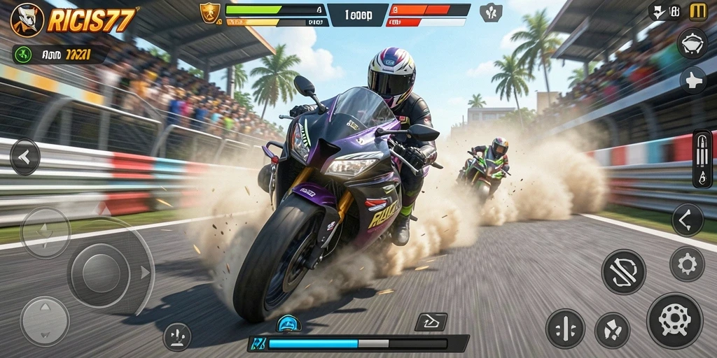 Tampilan menakjubkan dari balapan motor yang seru.