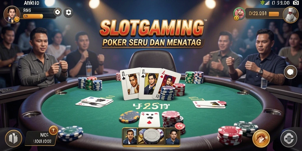 Tampilan permainan poker yang seru dan mendebarkan.