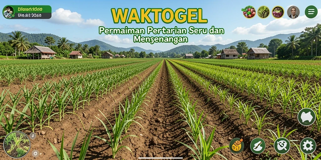 Tampilan gameplay WAKTOGEL dengan aktivitas pertanian yang seru.